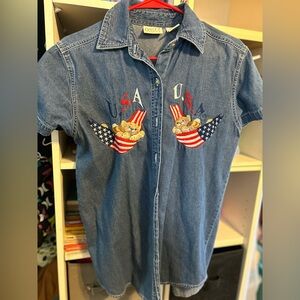 Cute embroidered denim patriotic shirt